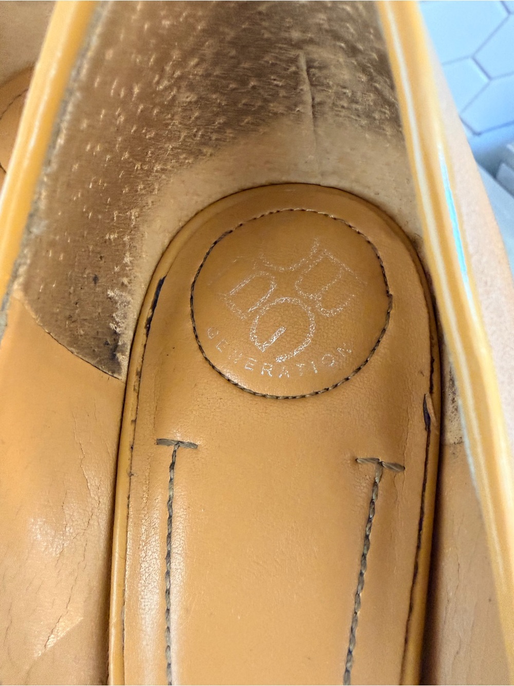BCBGeneration 
Tan Open-Toe Leather Heels with Decorative Buckle - Picture 3 of 5